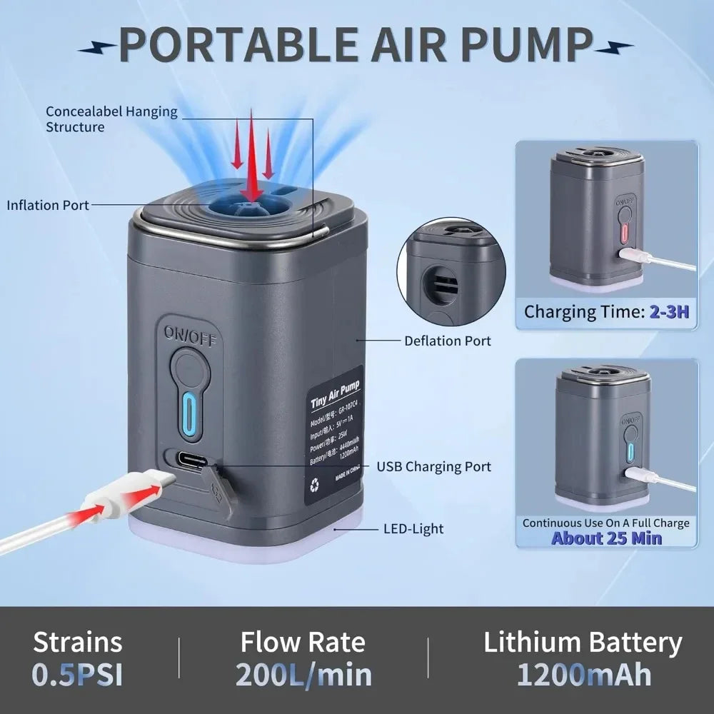 Portable Mini Air Pump – Fast Inflator for Pool Floats & Kayaks