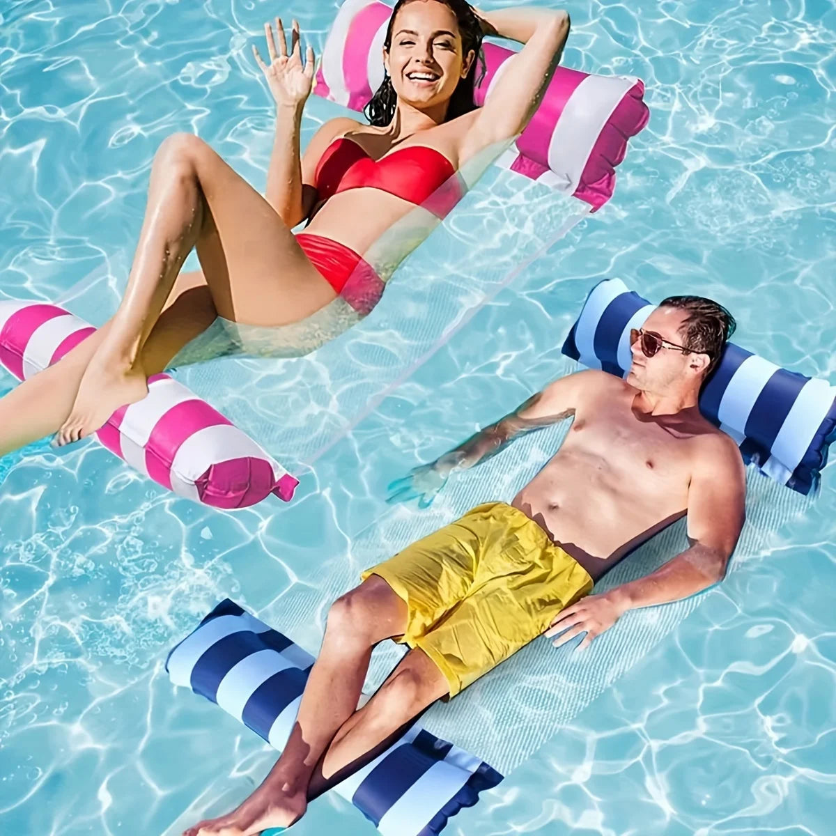 Inflatable Pool Lounge Chair – Relaxing Floating Hammock with Backrest